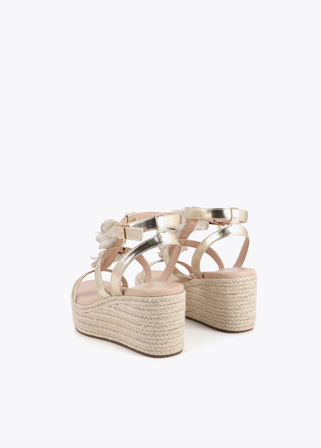 Wedge with Floral Adornments