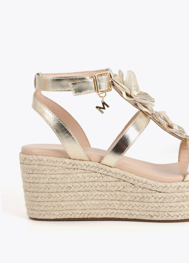 Wedge with Floral Adornments