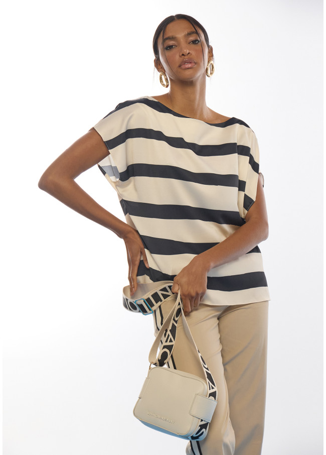 Sac bandoulière en nylon avec sangle contrastée