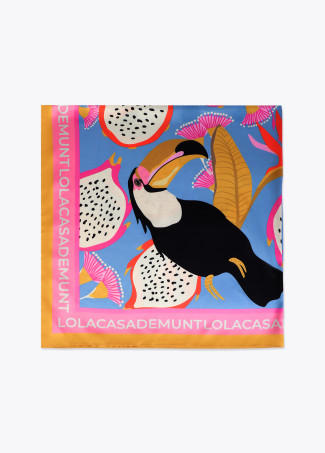 Pañuelo satinado con estampado tropical