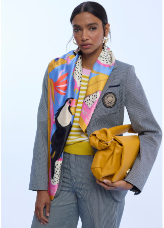 Foulard satiné imprimé tropical