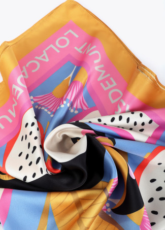 Satin Scarf with Tropical Print