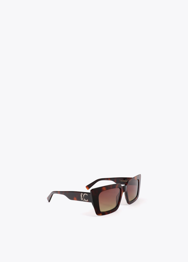 Rectangular Sunglasses with Leopard Logo