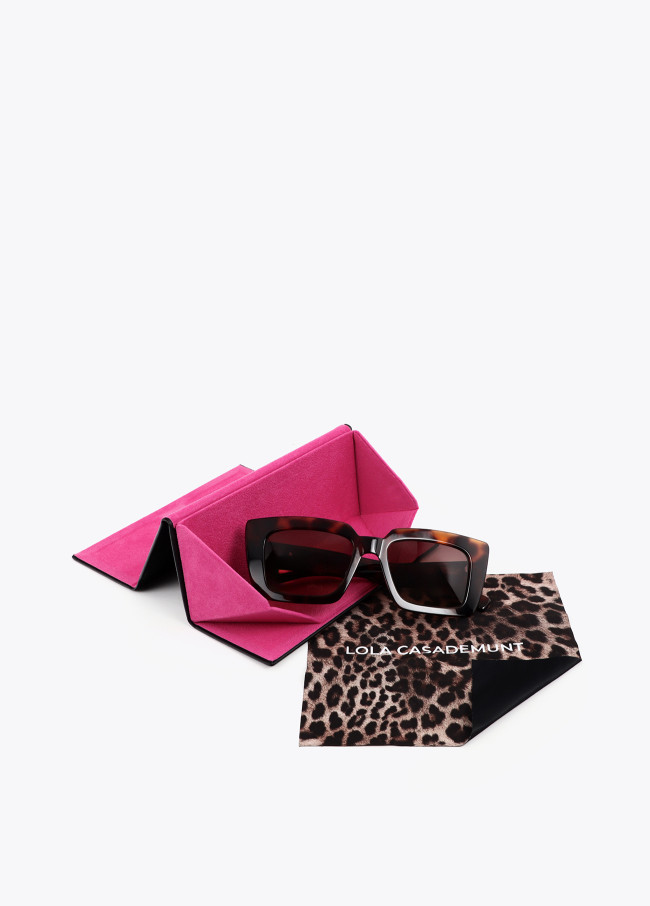 Lunettes de soleil rectangulaires avec logo léopard