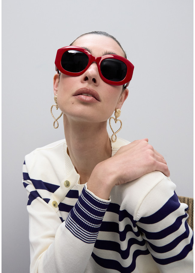 Runde Sonnenbrille mit Leoparden-Logo