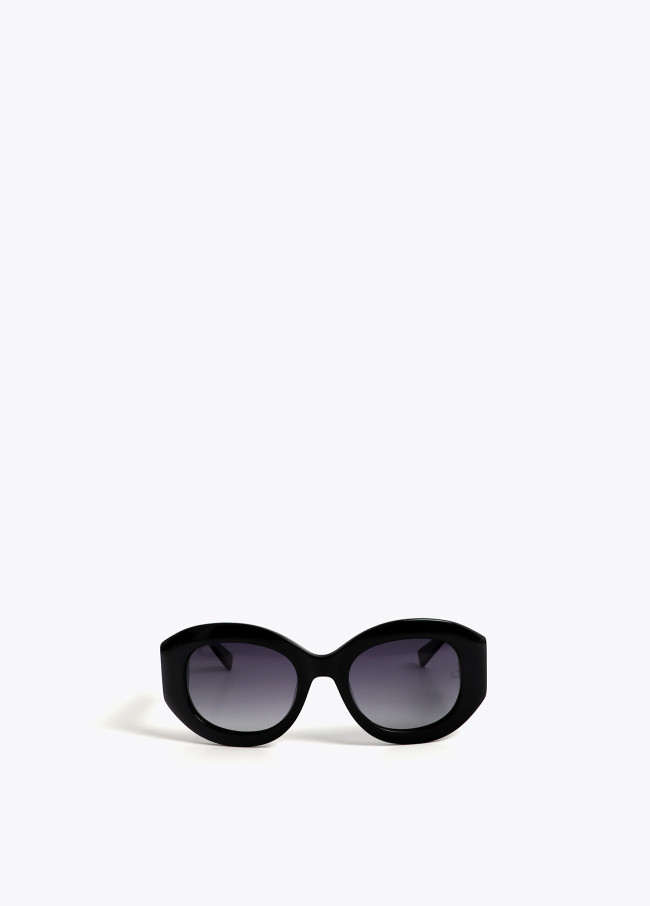 Round-Shaped Sunglasses with Leopard Logo