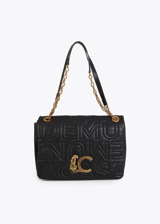 Borsa a tracolla con logo trapuntato