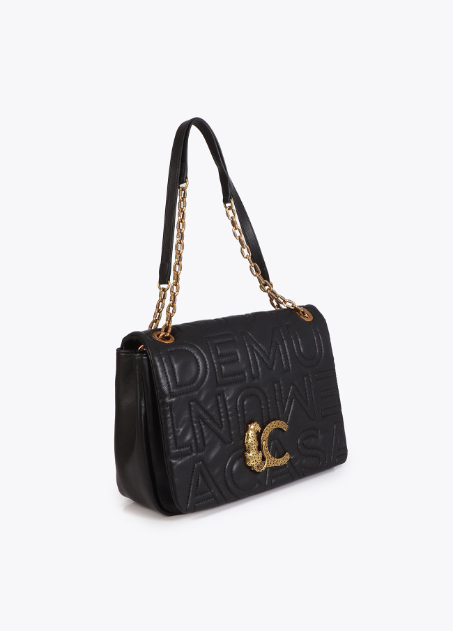 Borsa a tracolla con logo trapuntato