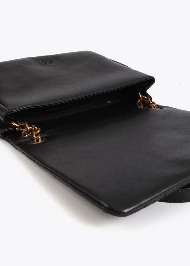 Borsa a tracolla con logo trapuntato