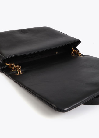 Borsa a tracolla con logo trapuntato