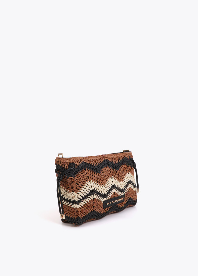 Tracolla Effetto Rafia Chevron Bicolor