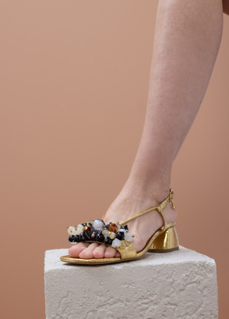 Sandali con Tacco Metallizzati con Applicazioni