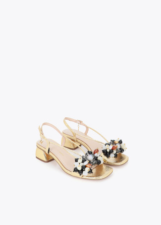 Sandali con Tacco Metallizzati con Applicazioni