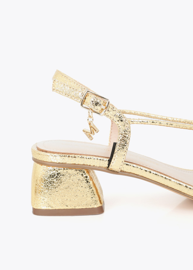 Sandales à Talons Métalliques avec Appliques