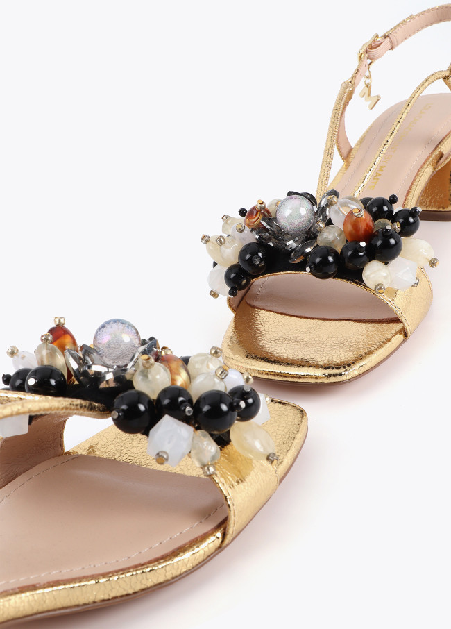 Sandales à Talons Métalliques avec Appliques