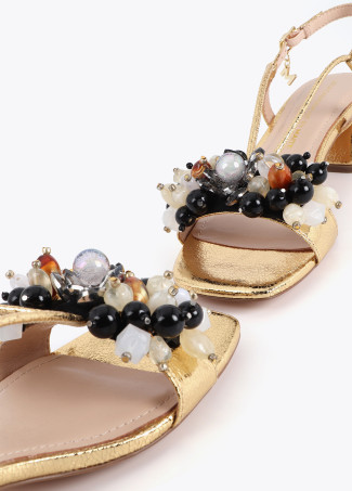 Sandales à Talons Métalliques avec Appliques