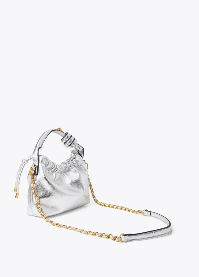 Golden Bucket Bag with Embossed Logo