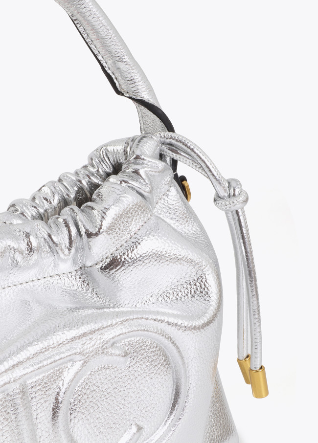 Golden Bucket Bag with Embossed Logo