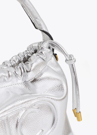 Golden Bucket Bag with Embossed Logo