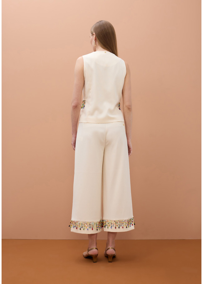 Gilet Aderente con Pietre Multicolori