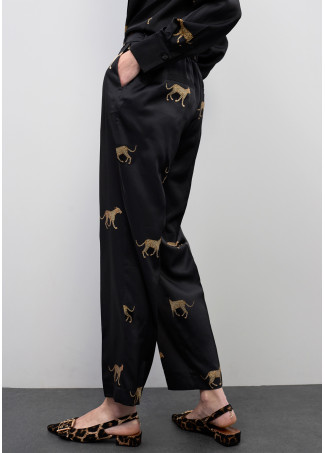 Jogger satinado print leopardo