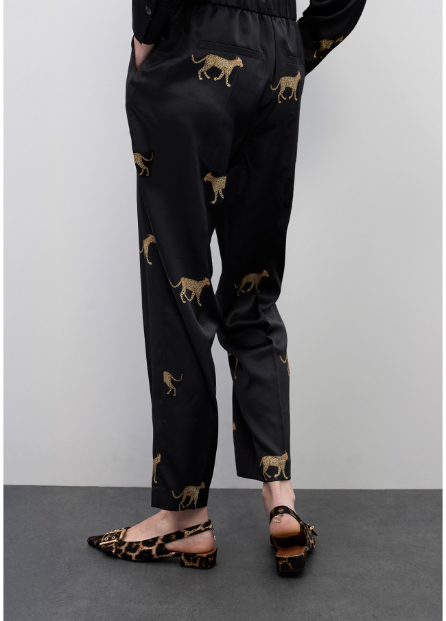 Jogger in Raso Stampa Leopardo