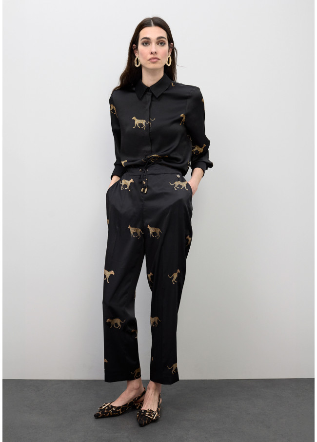 Jogger satinado print leopardo