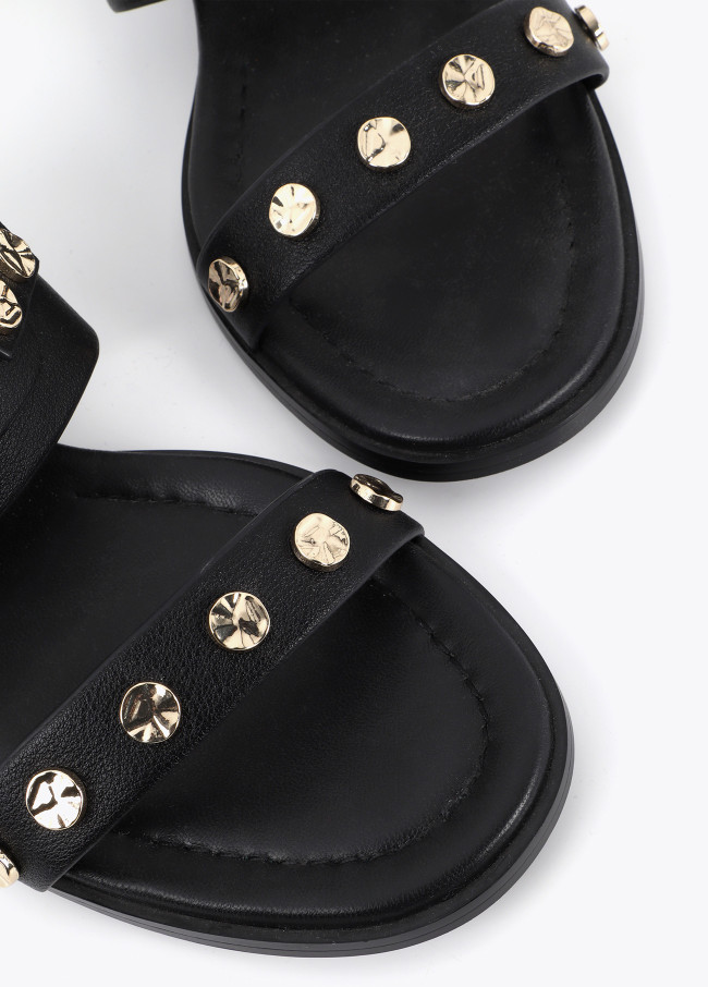 Heel Sandal with Leopard Head and Studs