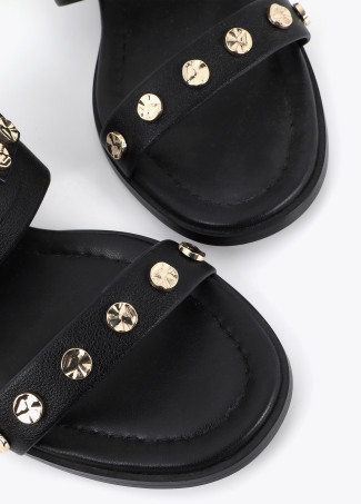 Heel Sandal with Leopard Head and Studs