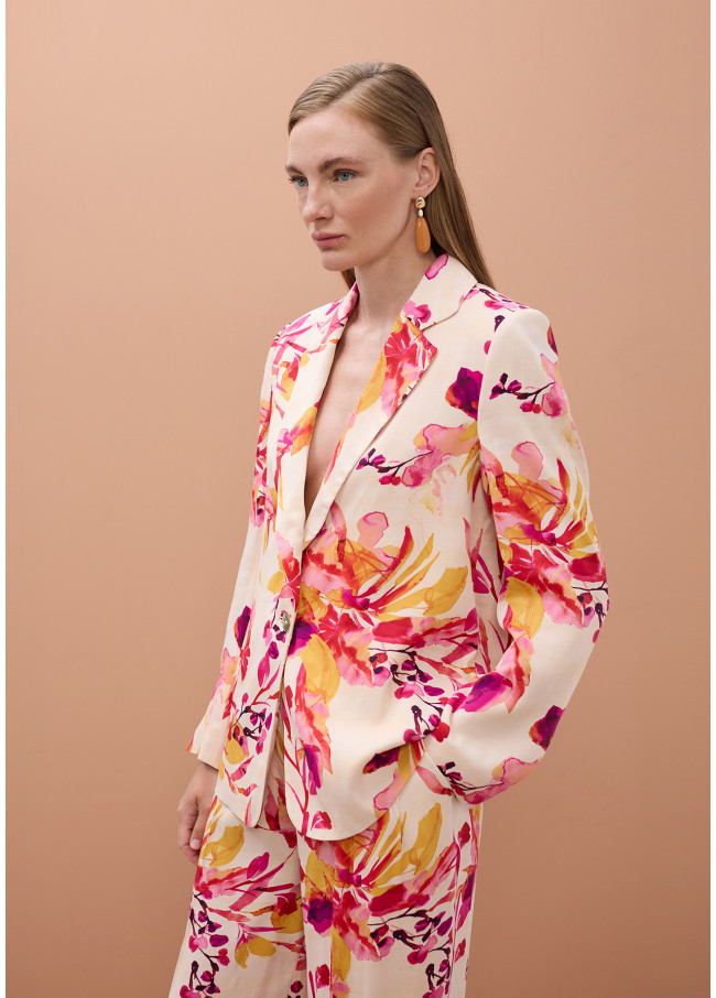 Printed Straight Fluid Blazer