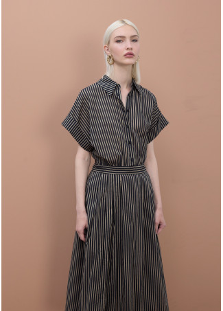 Robe chemise rayée avec ceinture