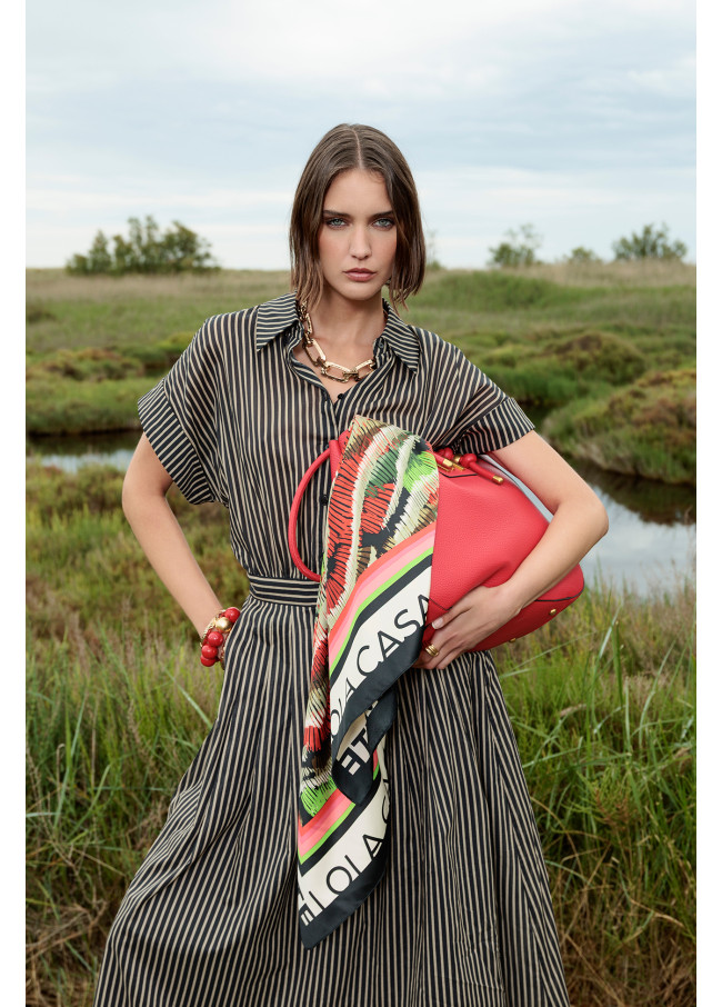 Vestido Camiseiro Listrado com Cinto