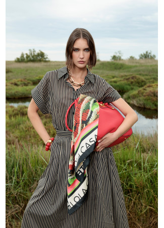 Striped Shirt Dress with Belt