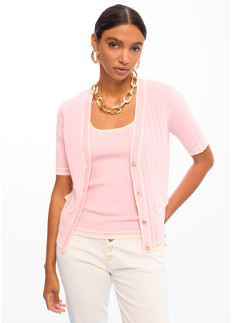 Cardigan à manches courtes avec détails contrastés