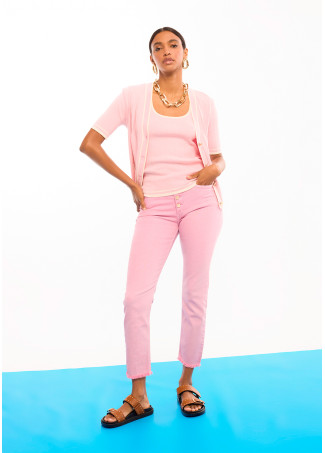 Short Sleeve Cardigan with Contrast Details