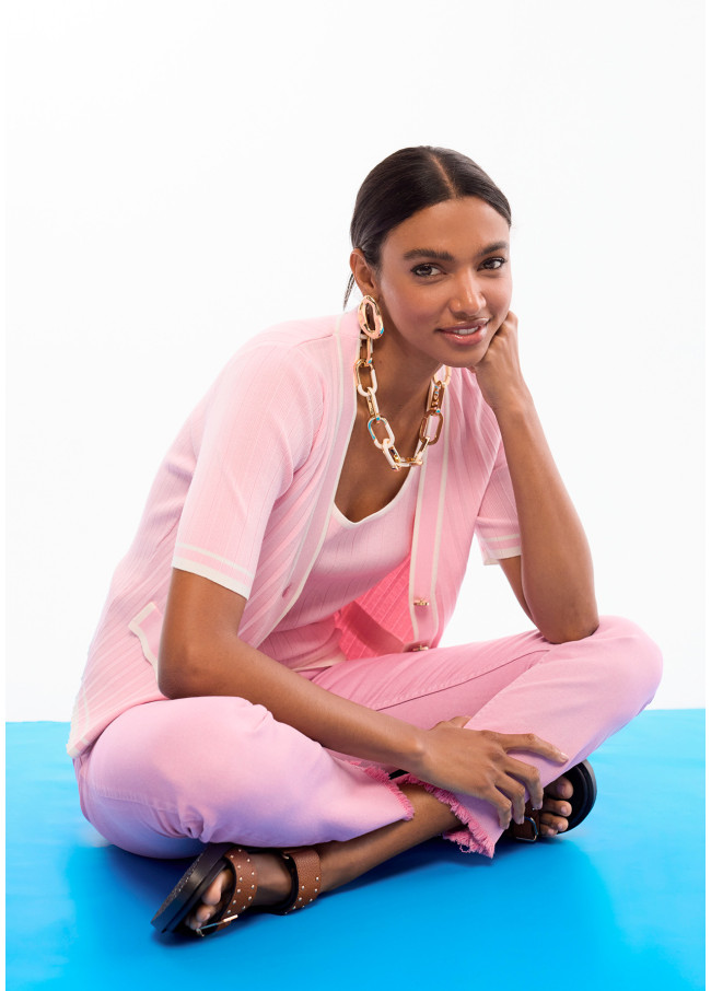 Cardigan à manches courtes avec détails contrastés