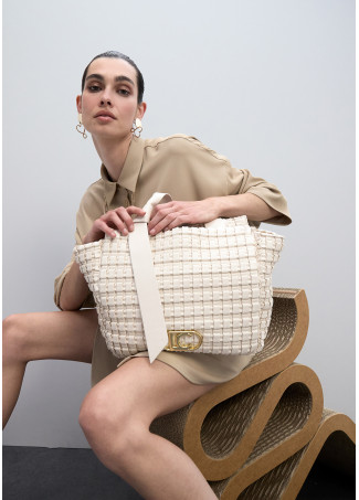 Braided Material Bag with Metallic Bow