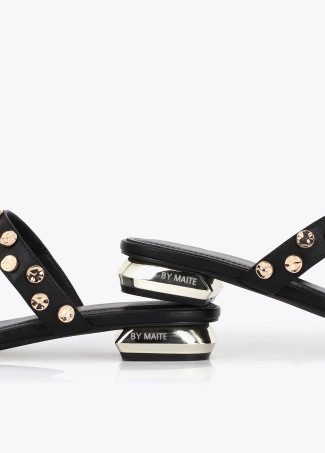 Flat Sandal with Leopard Head and Studs