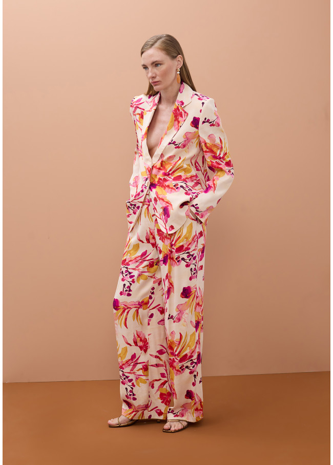 Satin Printed Wideleg Pants