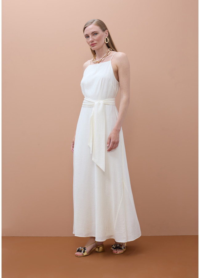 Vestido Alças Finas Decote Reto