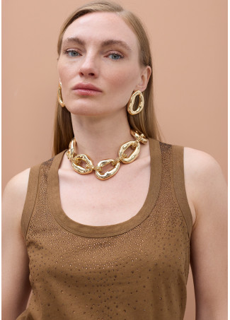 Strappy circular top with rhinestones