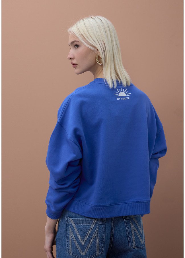 Sudadera felpa cuello redondo texto good day