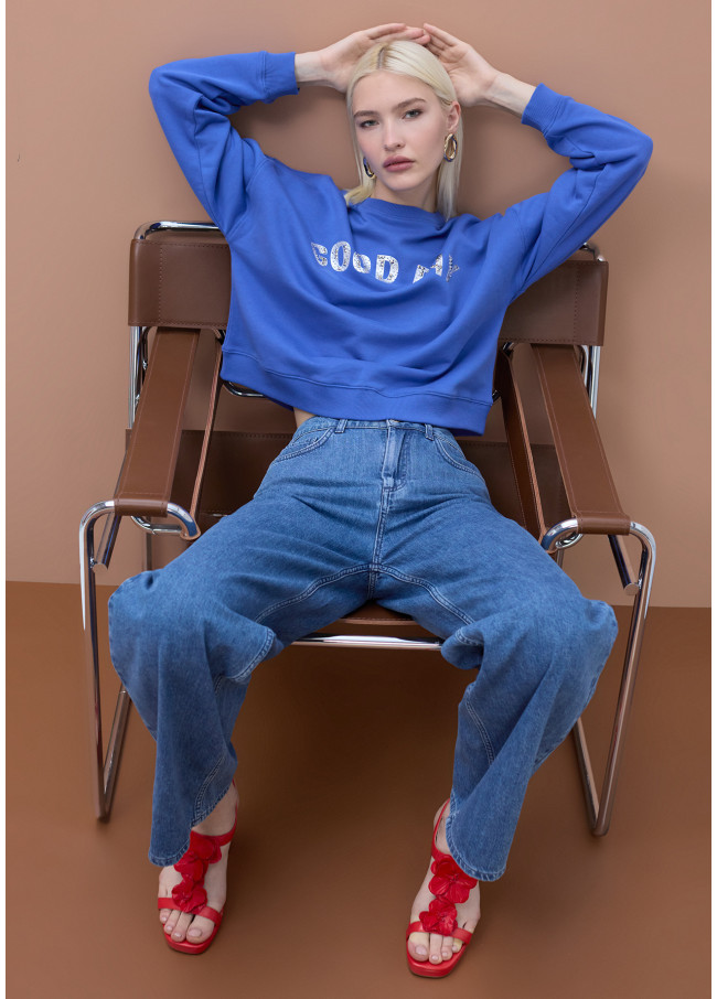Round Neck Fleece Sweatshirt 'Good Day'