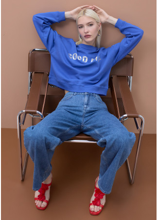 Rundhals-Fleece-Sweatshirt 'Good Day'