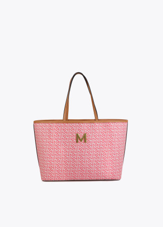 Shopper combinado jaquard y efecto piel