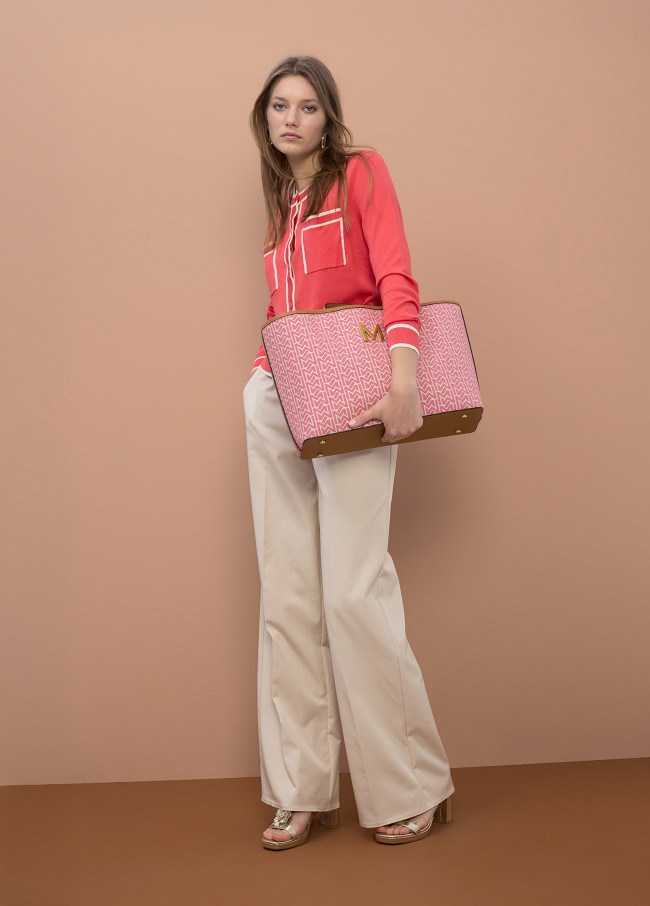 Shopper Jacquard ed Effetto Pelle