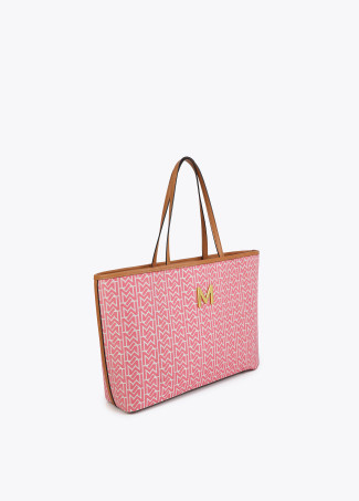 Shopper combinado jaquard y efecto piel