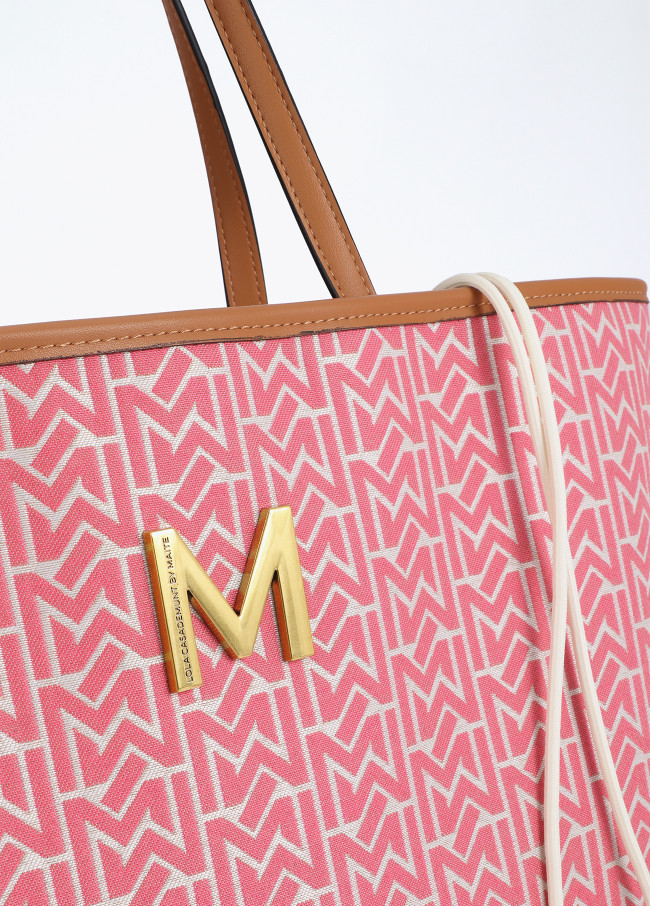 Shopper mit Jacquard und Lederoptik