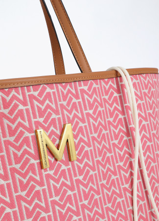 Shopper mit Jacquard und Lederoptik