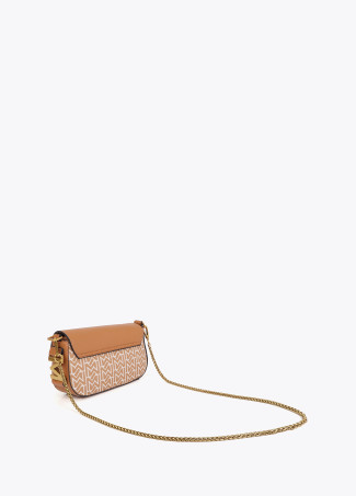 Jacquard and Faux Leather Flap Crossbody